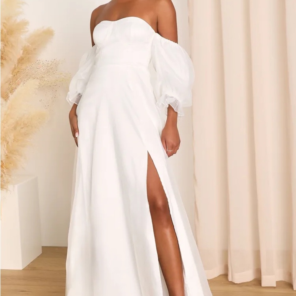 Lulu's Strapless White Maxi Dress